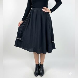 NWT Rochas Black Silk Pleat with Sheer Lace Skirt